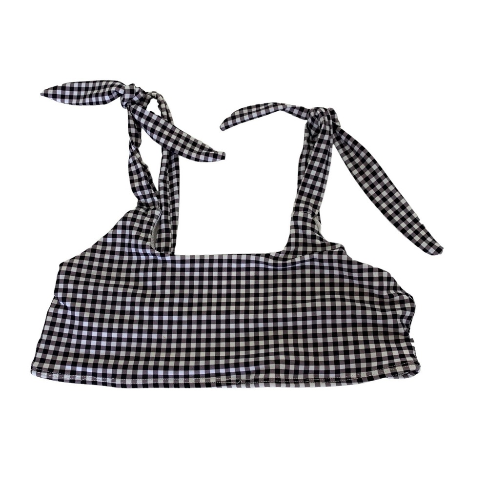 Sabo Swim Bikini Top Small Black White Check Summer Beachwear Y2K Retro